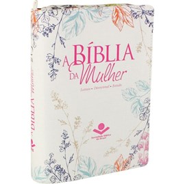 A Bíblia da Mulher | Letra Normal | ARA | Capa Couro Flores Luxo / Zíper | c/ Índice