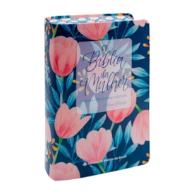 A Bíblia da Mulher | Portátil | NAA | Capa Azul Tulipa