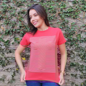 Baby Look Cruz Listrada | Goiaba | Pecado Zero | GG