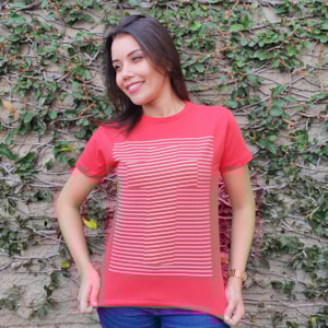 Baby Look Cruz Listrada | Goiaba | Pecado Zero | GG