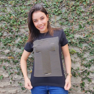 Baby Look Cruz Listrada | Preta | Pecado Zero | M