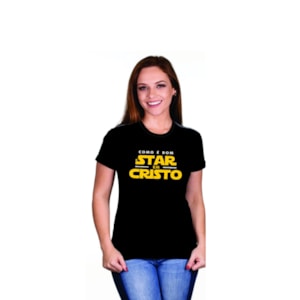 Baby Look Estar em Cristo | Preta | Pecado Zero | GG