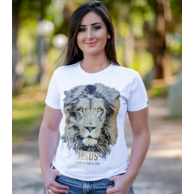 Baby Look Jesus Leão da Tribo | Branca | Pecado Zero | GG