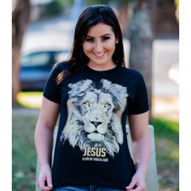 Baby Look Jesus Leão da Tribo | Preta | Pecado Zero | GG