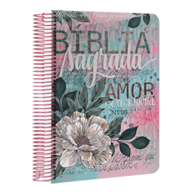 Bíblia Anote Espiral Flor Artística | NVI | Letra Normal | Com Espaço Para Anotações