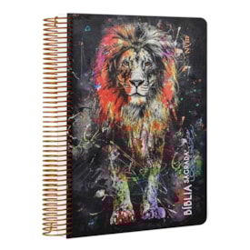 Bíblia Anote Espiral Leão Grafite | NVI | Letra Normal | Com Espaço Para Anotações