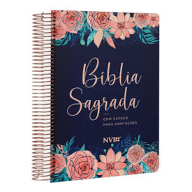 Bíblia Anote Espiral Rosas Especial | NVI | Letra Normal | Com Espaço Para Anotações