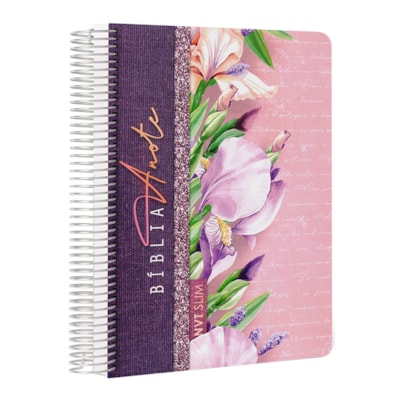 Bíblia Anote Slim | NVT | Capa Espiral Flores Lilás