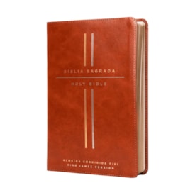 Segunda imagem do produto Bíblia Bilíngue | Português e Inglês | ACF | KJV | Leitura Perfeita | Couro Soft Marrom