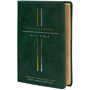 Bíblia Bilíngue | Português e Inglês | ACF | KJV | Leitura Perfeita | Couro Soft Verde
