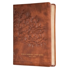 Segunda imagem do produto Bíblia Bilíngue | Português e Inglês | NVI | Leitura Perfeita | Capa Couro-soft Caramelo