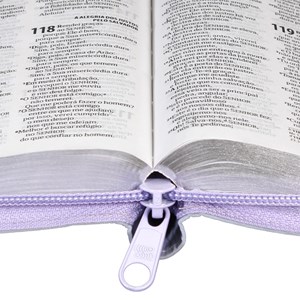 Bíblia Carteira | Letra Pequena | ARA | Capa Lilás Couro / Zíper | c/ Índice