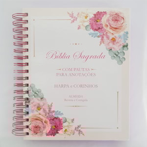 Segunda imagem do produto Bíblia com Espaço para Anotações | ARC | Letra Normal | Harpa e Abas | Floral Buque Espiral