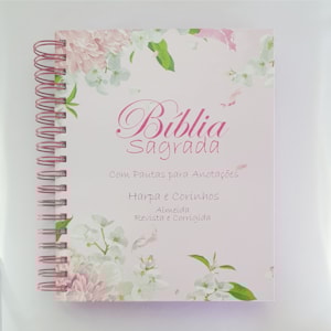 Segunda imagem do produto Bíblia com Espaço para Anotações | ARC | Letra Normal | Harpa e Abas | Floral Dalia Espiral