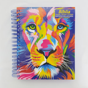 Segunda imagem do produto Bíblia com Espaço para Anotações | ARC | Letra Normal | Harpa e Abas | Leão Aquarela Espiral