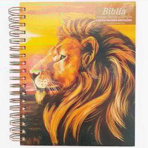 Bíblia com Espaço para Anotações | ARC | Letra Normal | Harpa e Abas | Leão Paisagem Espiral