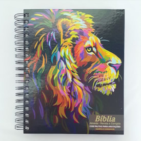 Segunda imagem do produto Bíblia com Espaço para Anotações | ARC | Letra Normal | Harpa e Abas | Leão Pintura Perfil Espiral