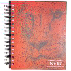 Bíblia com Espaço para Anotações | NVI | Letra Normal | Leão Pontilhismo Vermelho