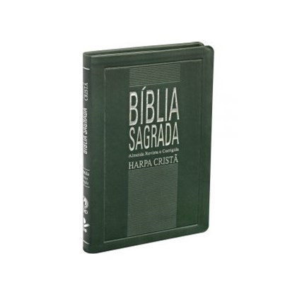 Bíblia com Harpa Cristã | Letra Normal | ARC | Capa Couro Verde