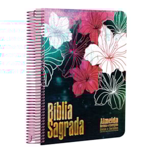 Bíblia com Pautas para Anotações | ARC | Harpa e Corinhos | Letra Normal | Capa Dura Espiral Floral Magenta