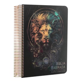 Bíblia com Pautas para Anotações | ARC | Harpa e Corinhos | Letra Normal | Capa Dura Espiral Leão Dourado