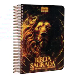 Bíblia com Pautas para Anotações | ARC | Harpa e Corinhos | Letra Normal | Capa Dura Espiral Leão Épico