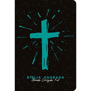 Bíblia Cruz Azul Tiffany | ACF | Letra Grande | Capa Dura Soft Touch