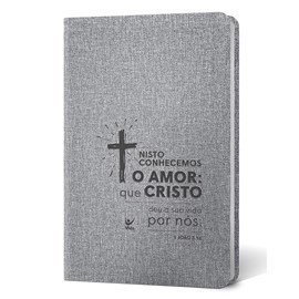 Bíblia Cruz | Letra Normal | AEC | Capa PU Cinza Luxo