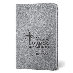 Bíblia Cruz | Letra Normal | AEC | Capa PU Cinza Luxo
