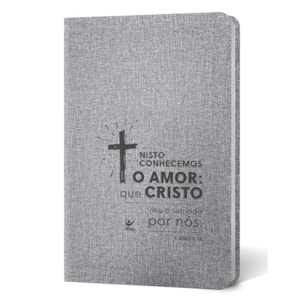 Bíblia Cruz | Letra Normal | AEC | Capa PU Cinza Luxo