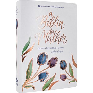 Bíblia da Mulher Compacta | ARC | Letra Normal | Capa Luxo Branca Tulipa