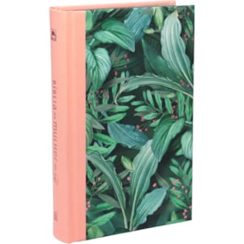 Bíblia Da Mulher De Fé | NVI | Letra Normal | Capa Dura Tecido Rosa e Folhagem