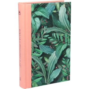 Bíblia Da Mulher De Fé | NVI | Letra Normal | Capa Dura Tecido Rosa e Folhagem