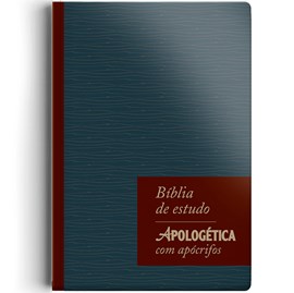 Bíblia de Estudo| Apologética com Apócrifos | Capa Luxo Azul e Marrom