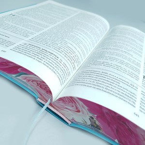 Bíblia de Estudo| Apologética com Apócrifos | Capa Luxo Azul Floral