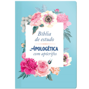 Bíblia de Estudo| Apologética com Apócrifos | Capa Luxo Azul Floral