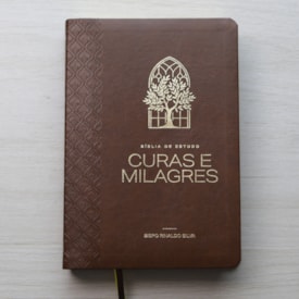 Segunda imagem do produto Bíblia de Estudo Cura e Milagres | KJA | Capa Luxo Nobre Marrom