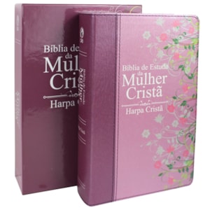 Segunda imagem do produto Bíblia de Estudo da Mulher Cristã com Harpa | Letra Normal | ARC | Médio| Rosa
