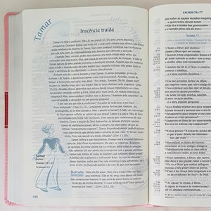 Bíblia de Estudo da Mulher de Fé | NVI Letra Normal | c/ índice | Rosa