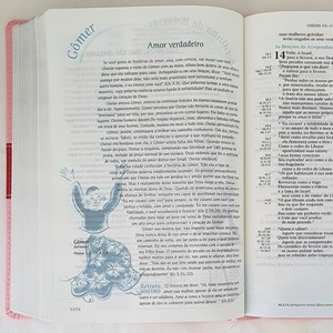 Bíblia de Estudo da Mulher de Fé | NVI Letra Normal | Rosa Claro e Vinho