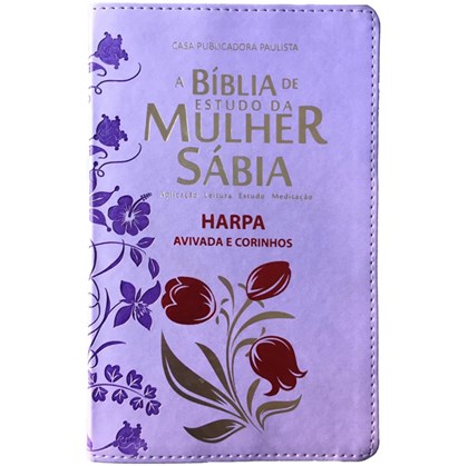 Bíblia de Estudo da Mulher Sábia | ARC | Harpa Avivada | Capa Rosas Lilas