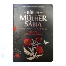 Bíblia de Estudo da Mulher Sábia | ARC | Harpa Avivada | Capa Rosas Preta