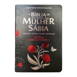 Bíblia de Estudo da Mulher Sábia | ARC | Harpa Avivada | Capa Rosas Preta