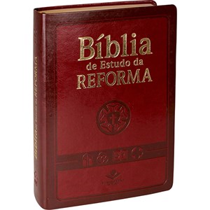 Bíblia de Estudo da Reforma | Letra Normal | ARA | Capa Couro Vinho Luxo | c/ Índice