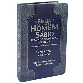 Bíblia de Estudo do Homem Sábio | ARC | Letra Gigante | C/ Harpa e Corinhos | Capa Luxo Azul Claro e Escuro