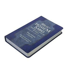 Bíblia de Estudo do Homem Sábio | ARC | Letra Gigante | C/ Harpa e Corinhos | Capa Luxo Azul Escuro e Claro