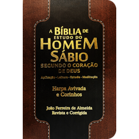 Segunda imagem do produto Bíblia de Estudo do Homem Sábio | ARC | Letra Gigante | C/ Harpa e Corinhos | Capa Luxo Marrom e Preto