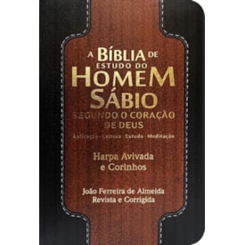 Bíblia de Estudo do Homem Sábio | ARC | Letra Gigante | C/ Harpa e Corinhos | Capa Luxo Preta e Marrom