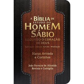 Bíblia de Estudo do Homem Sábio | ARC | Letra Gigante | C/ Harpa e Corinhos | Capa Luxo Preta e Marrom
