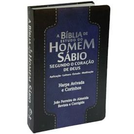 Bíblia de Estudo do Homem Sábio | ARC | Letra Gigante | C/ Harpa e Corinhos | Capa Luxo Preto e Azul